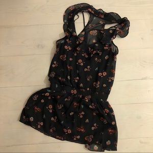 Aerie layered navy and floral sheer mini dress